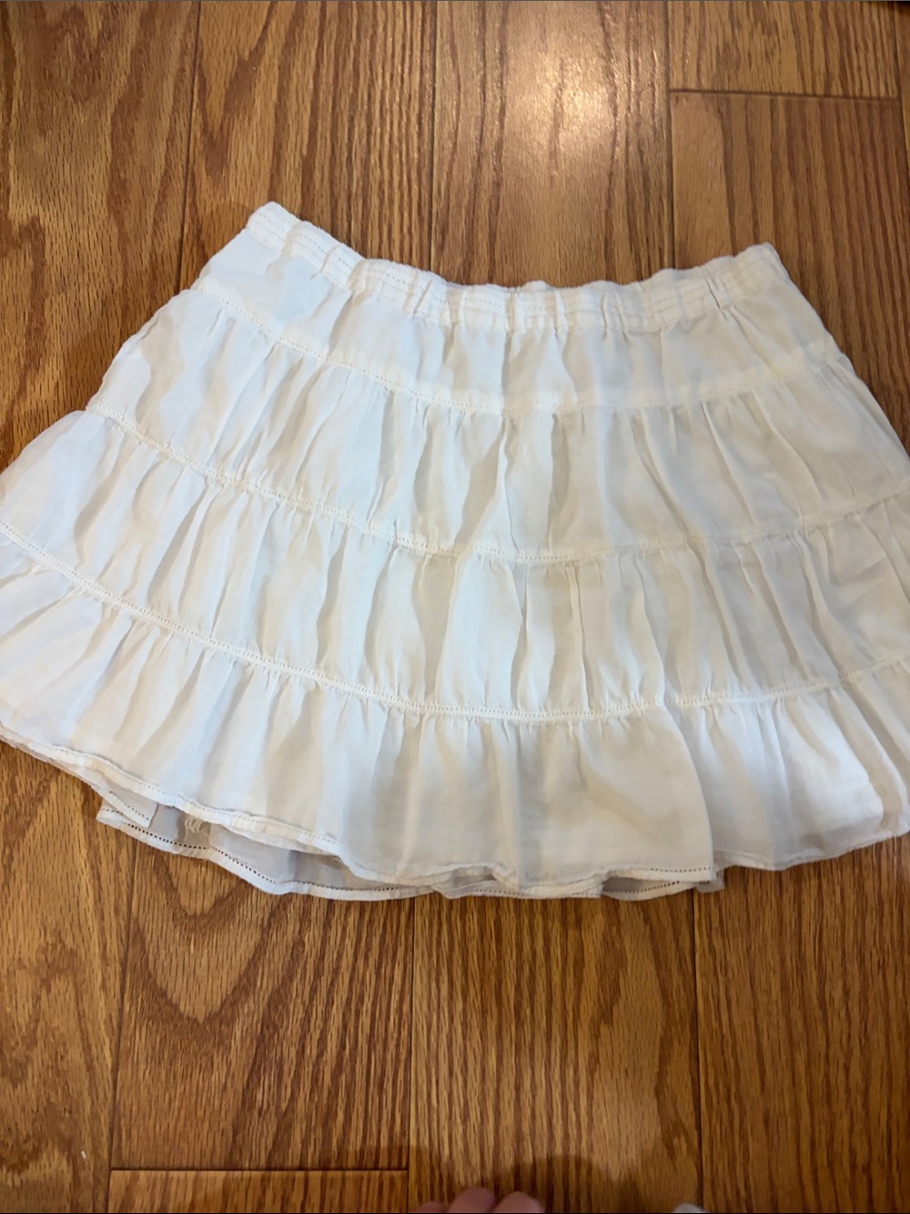 Abercrombie & Fitch White Tiered Ruffle Mini Skirt
